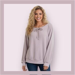 Wildfox Lavender Inside Out Wide Neck Sweatshirt